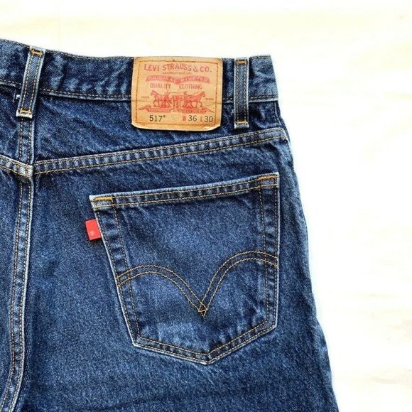 Levi's 517 Boot Cut Jeans Mens 36x30 Dark Blue Denim Red Tab - Picture 8 of 12